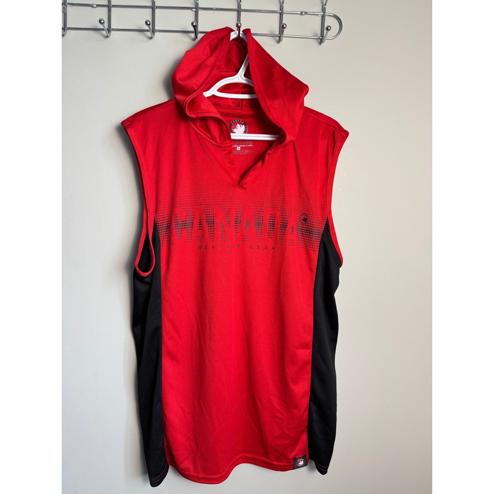 Canada Weather Gear Mens Red Sleeveless Hoodie L Sportswear Active Gym Athletic